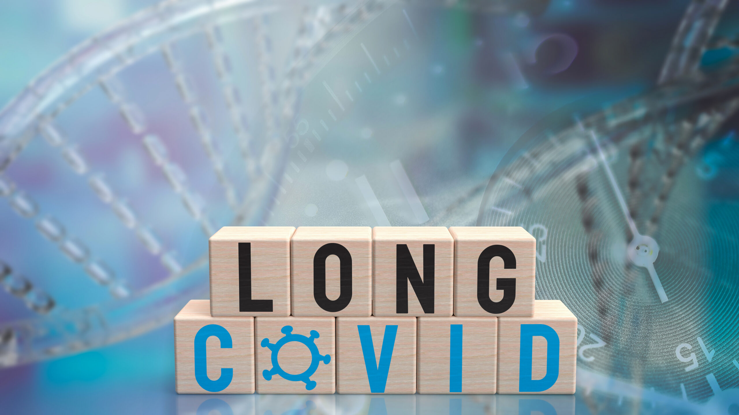long covid on wooden cubes
