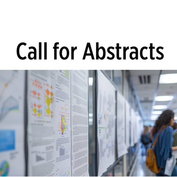 Call for Abstracts with an image of scientific posters in the background.